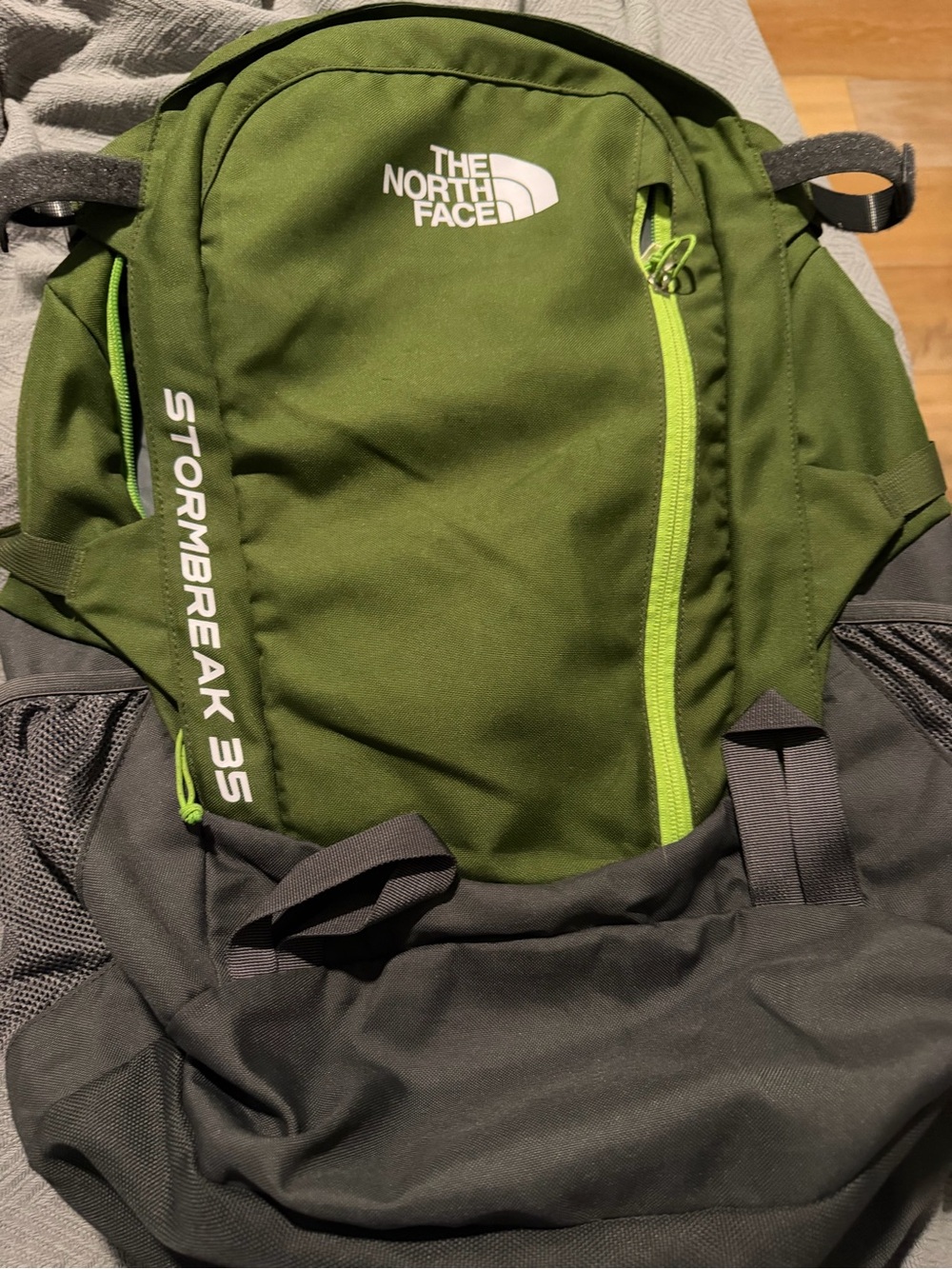 The North Face Olive Green and Lime Stormbreak 35 Backpack